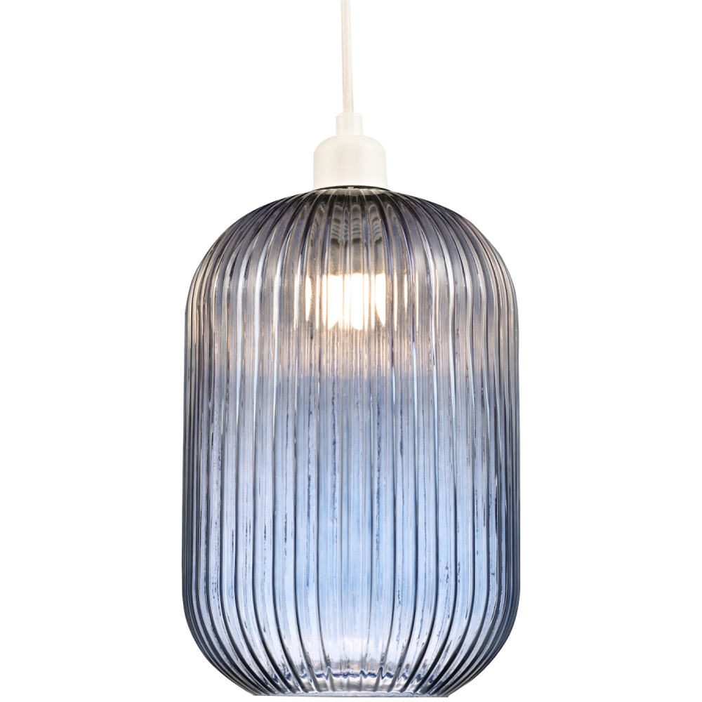 Happy Homewares Chic Navy Midnight Blue Line Ribbed Glass Pendant Shade Image 6