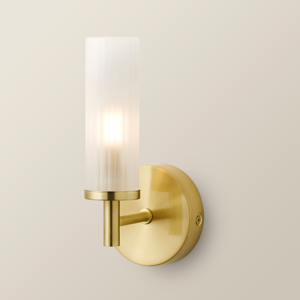 ValueLights Canya Matte Gold Frosted Reeded Glass LED Wall Light Image 5