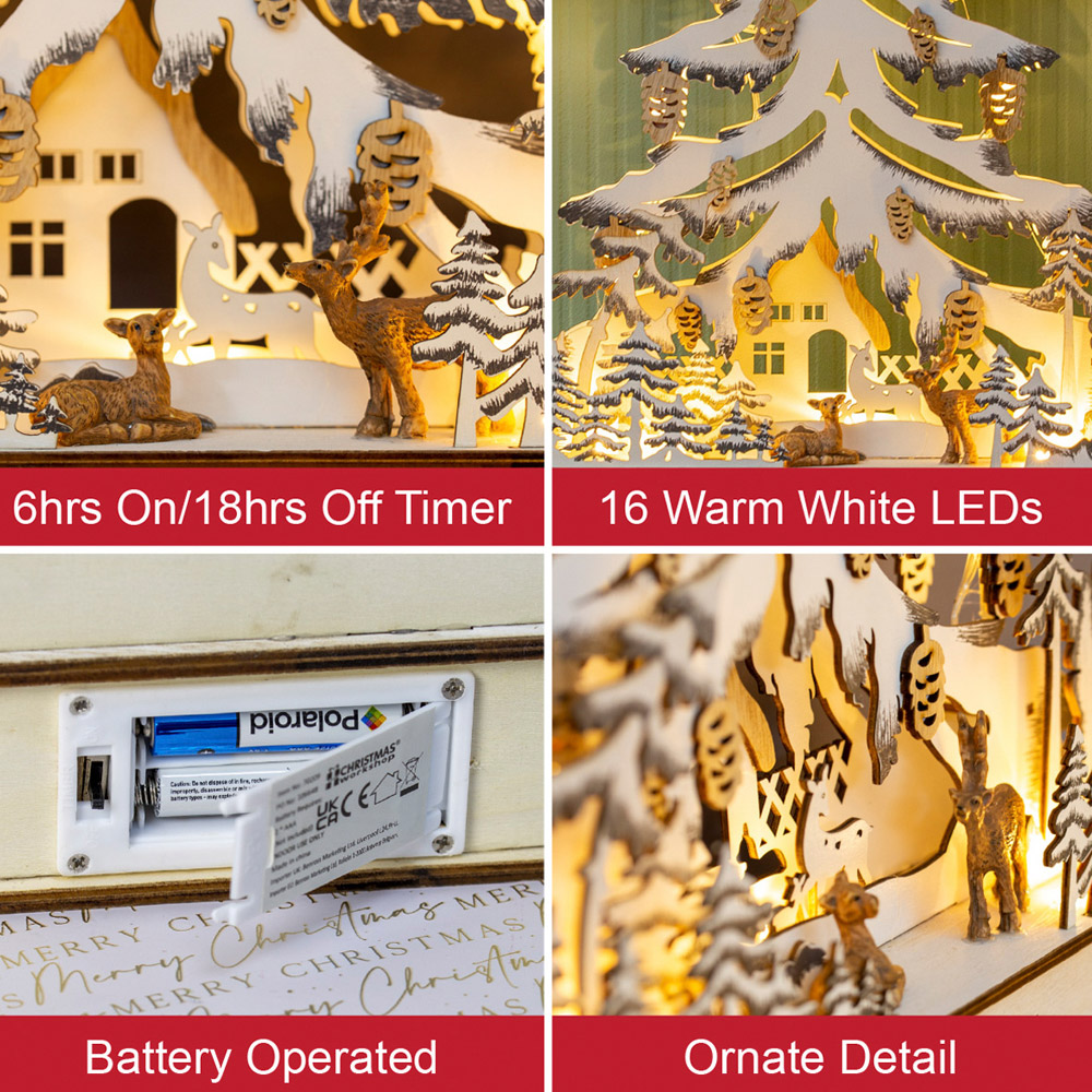 The Christmas Workshop LED Wooden Christmas Tree Forest Scene Decoration Image 7