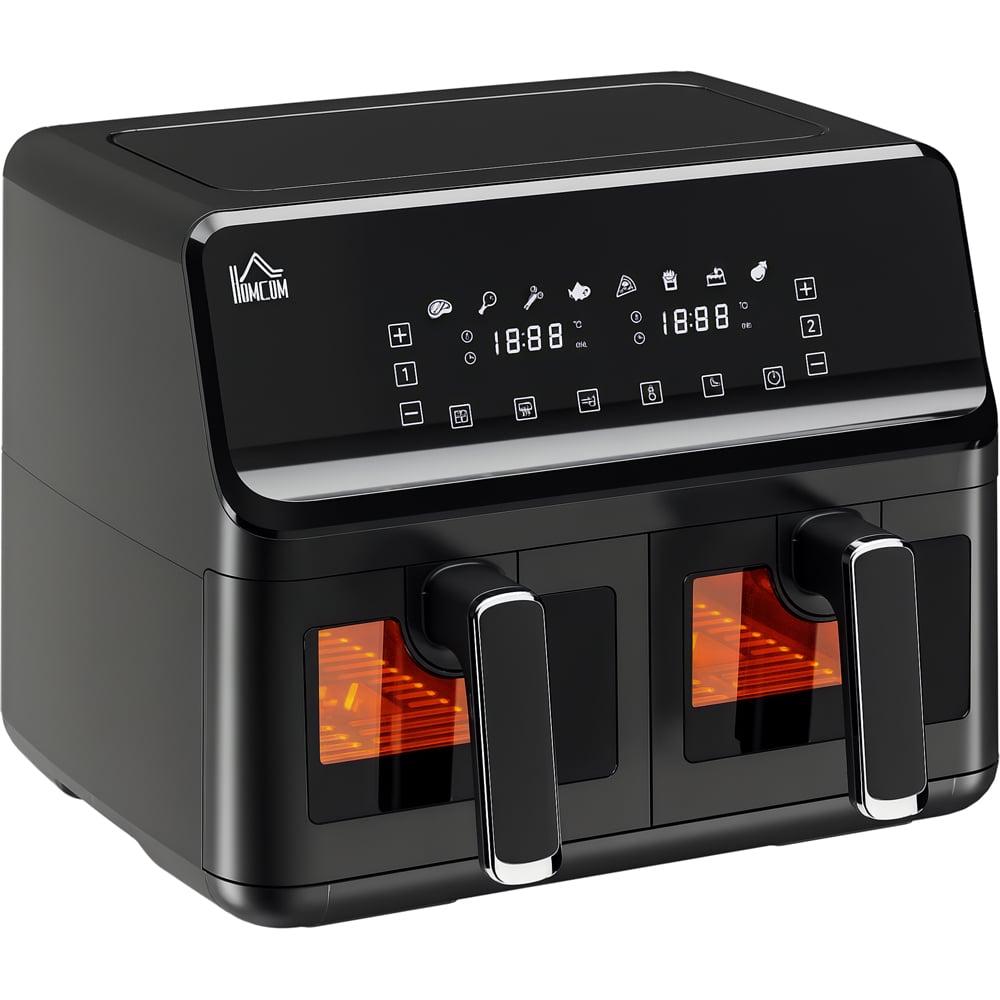 HOMCOM 800-166V70BK Black 8L Double Basket Air Fryer Image 1