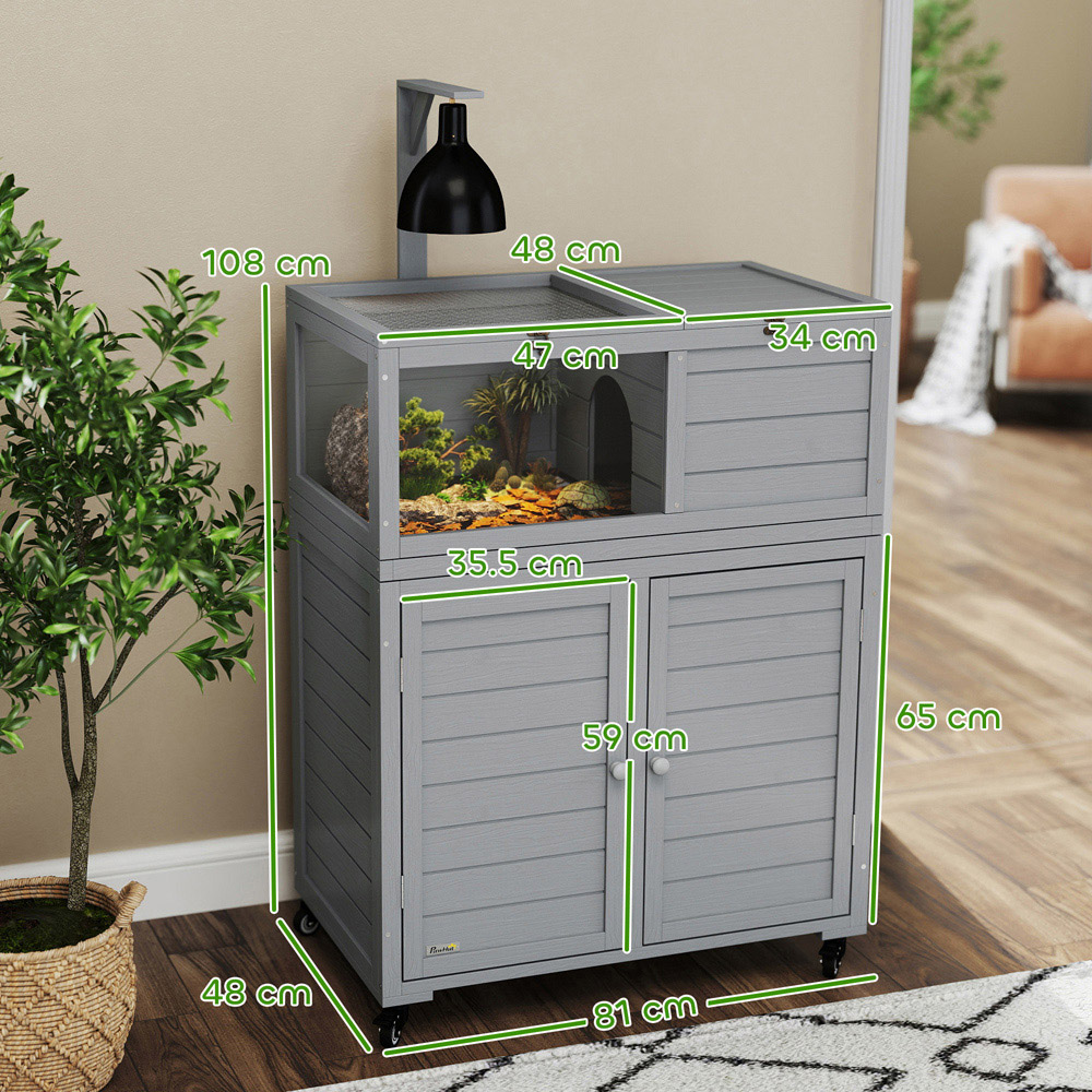 PawHut Tortoise House with Storage Cabinet Image 9