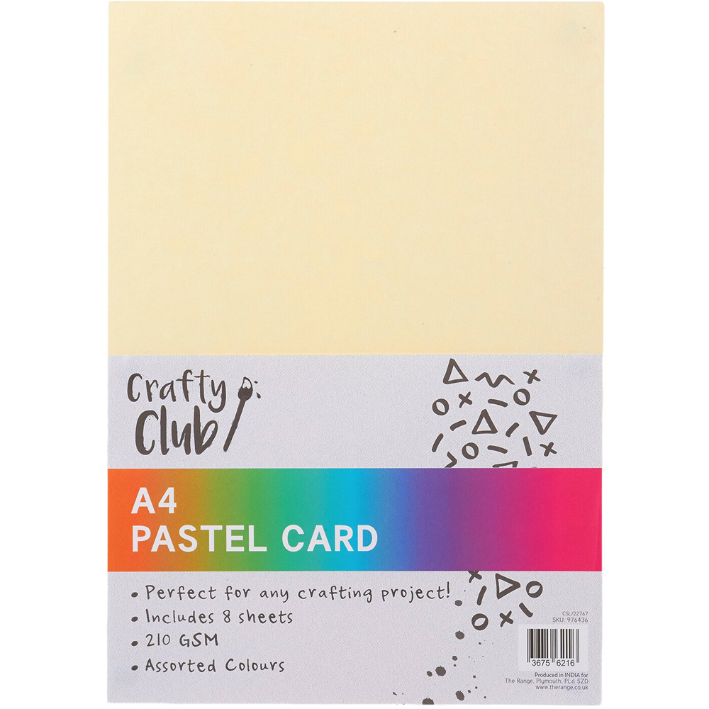 Crafty Club Pack of 8 A4 Pastel Card Image 2