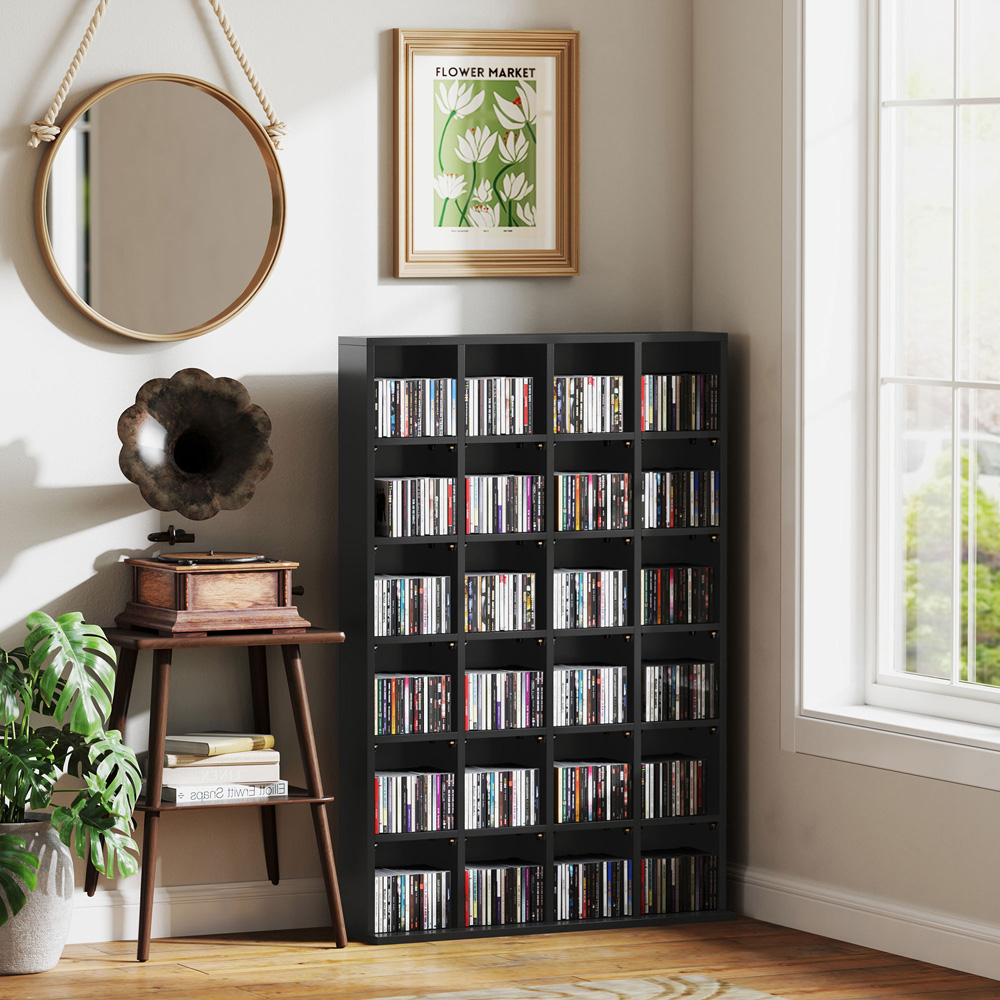 HOMCOM 32 Shelf Black Media Storage Rack Image 5