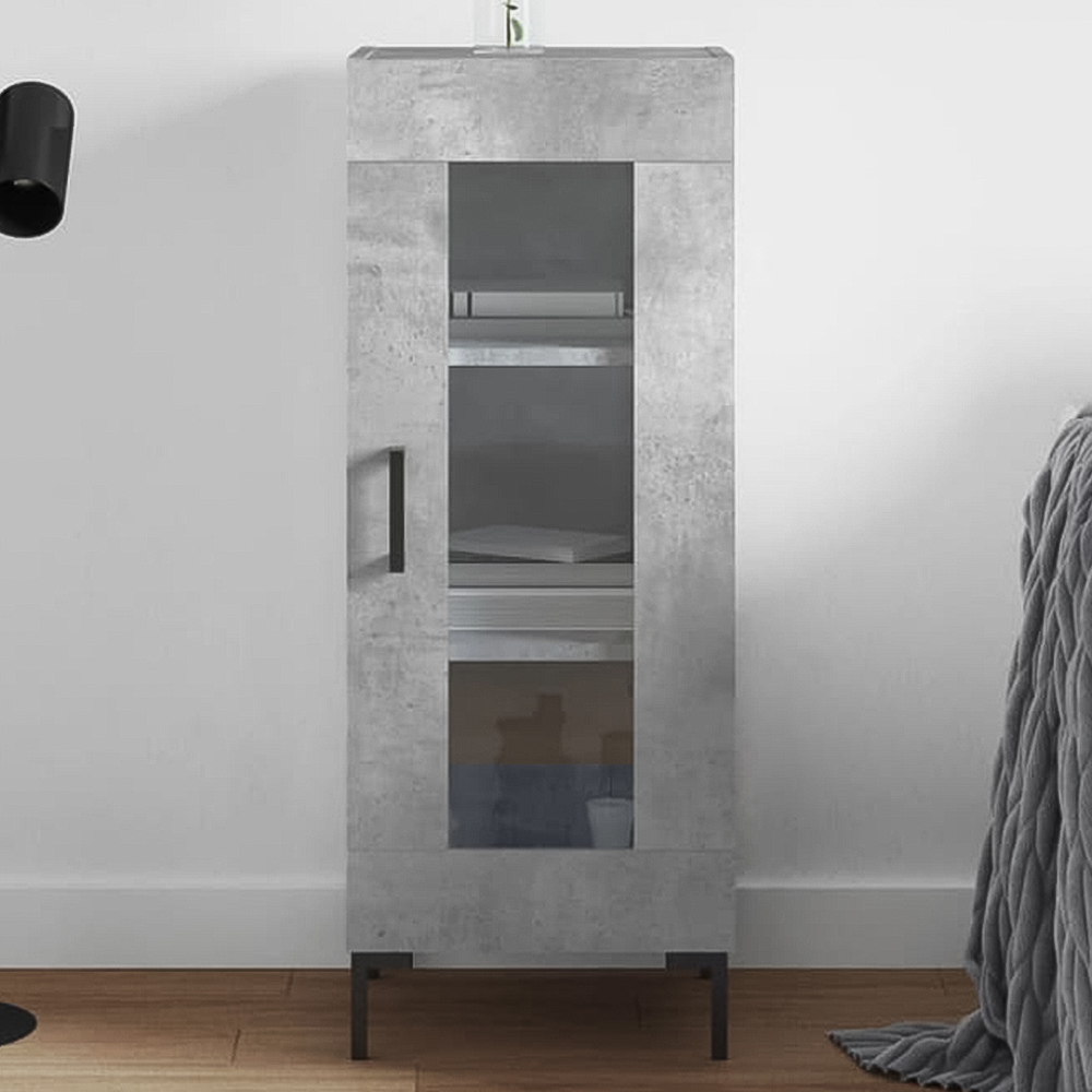 vidaXL Single Door 3 Shelf Concrete Grey Sideboard Image 1