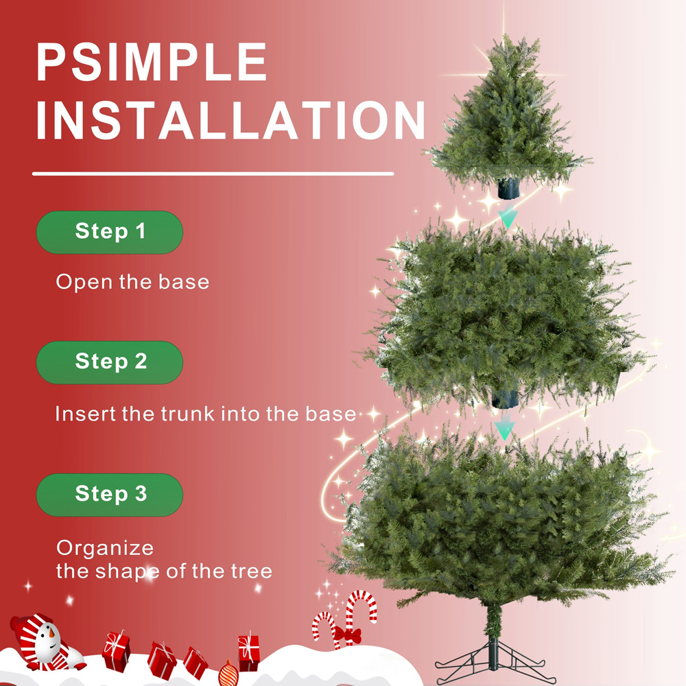 Abrihome Green Artificial Christmas Tree with 1126 Tips and Metal Stand 7ft Image 6