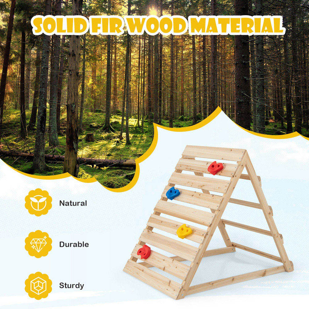 Costway Double Sided Triangle Climber with Multicolour Rocks Image 3