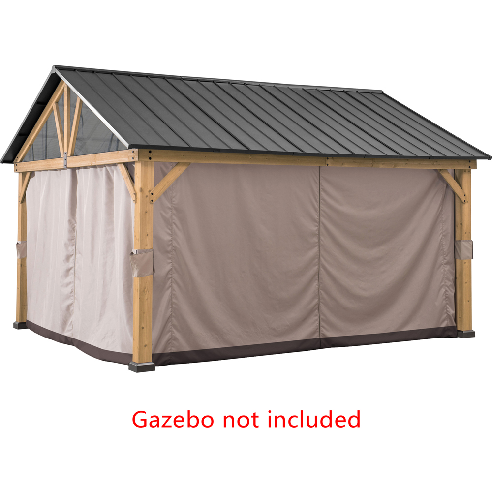 Sunjoy 4.6 x 4m Khaki Curtain for Cedar Gazebo(Gazebo Not Include) Image 2
