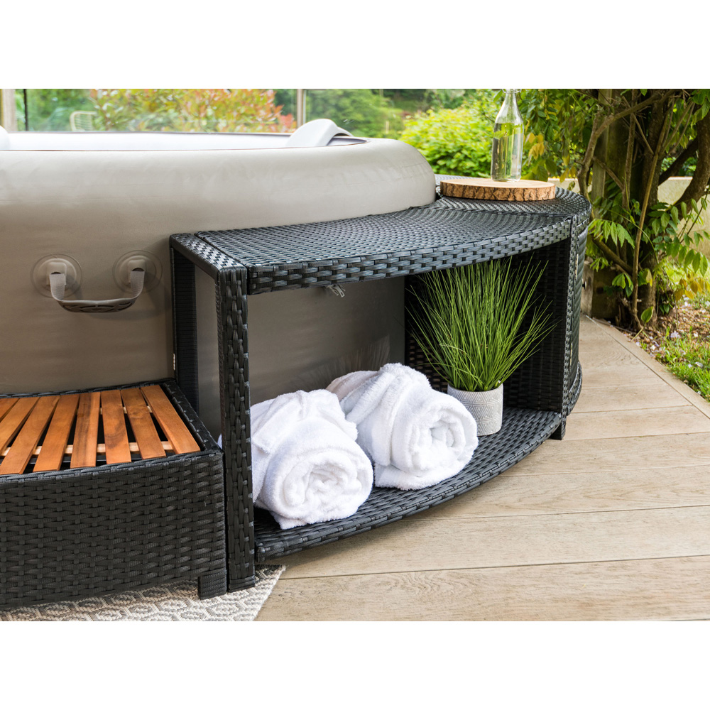 Lay-Z-Spa 2 Door 2 Shelf Black Round Rattan Spa Surround 200cm Image 3