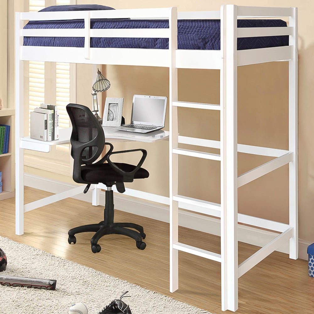 Comfy Living Single White High Sleeper with Corner Desk Image 1
