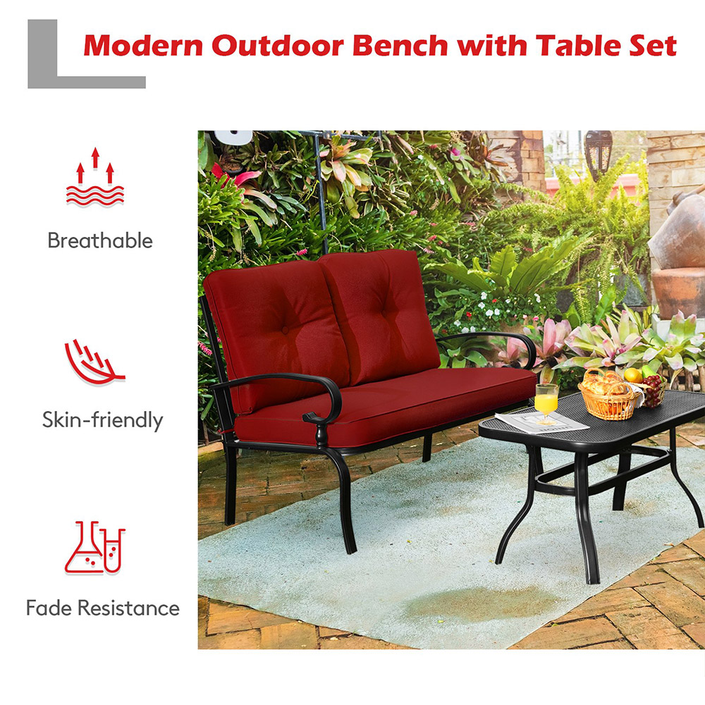 Costway 2 Seater Garden Bistro Set Red Image 4