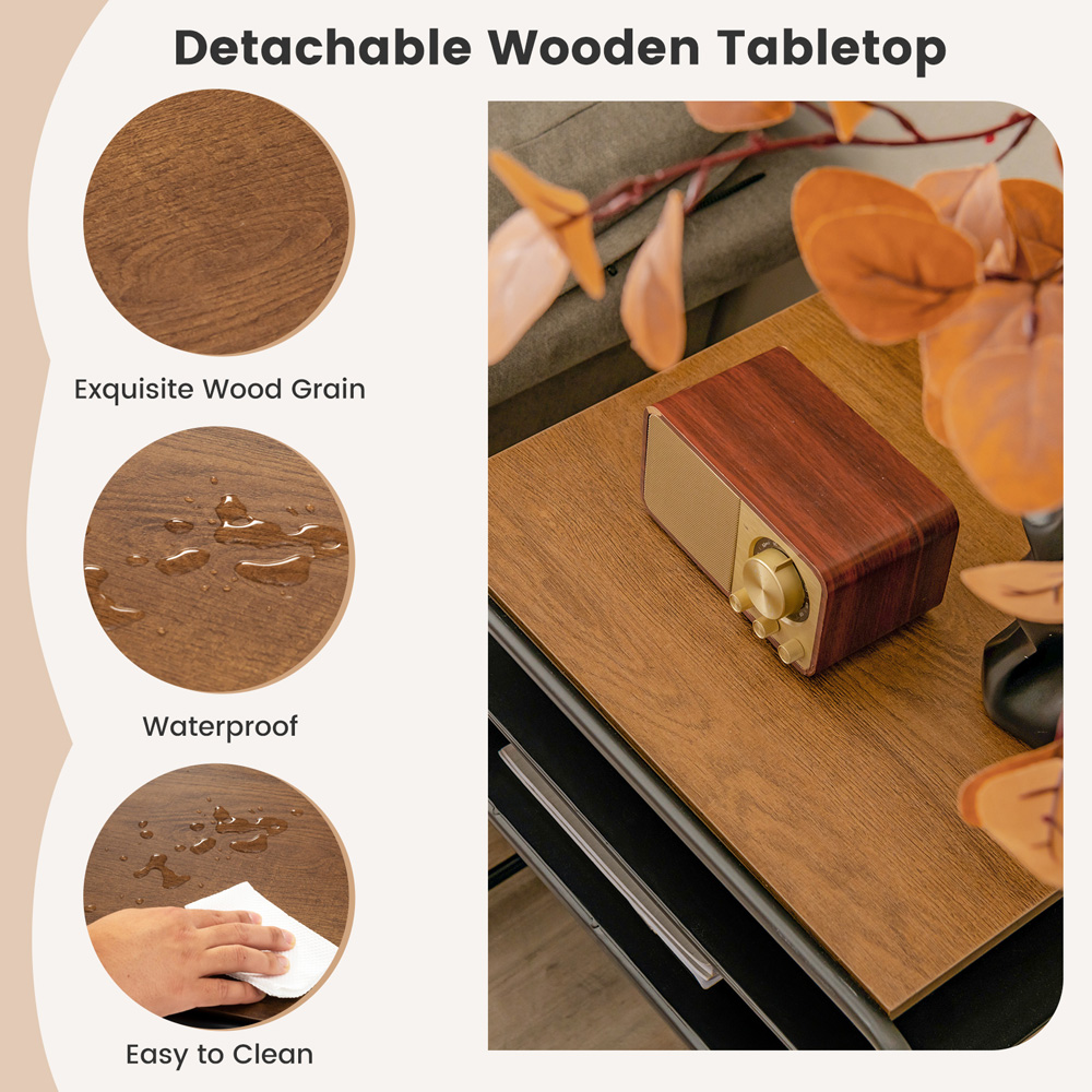 Costway 2 Shelf Brown Sofa Side Table Image 8