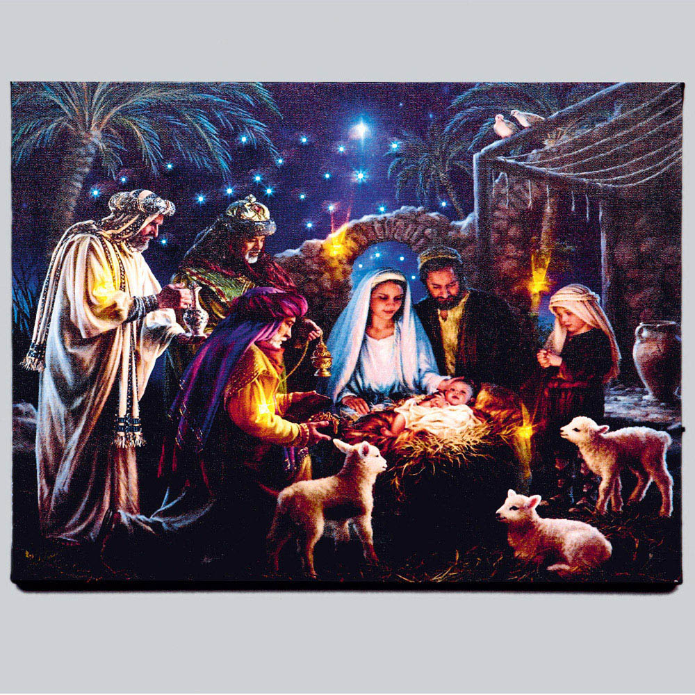Samuel Alexander Premier Nativity Scene LED Christmas Wall Canvas 40 x 30cm Image 4
