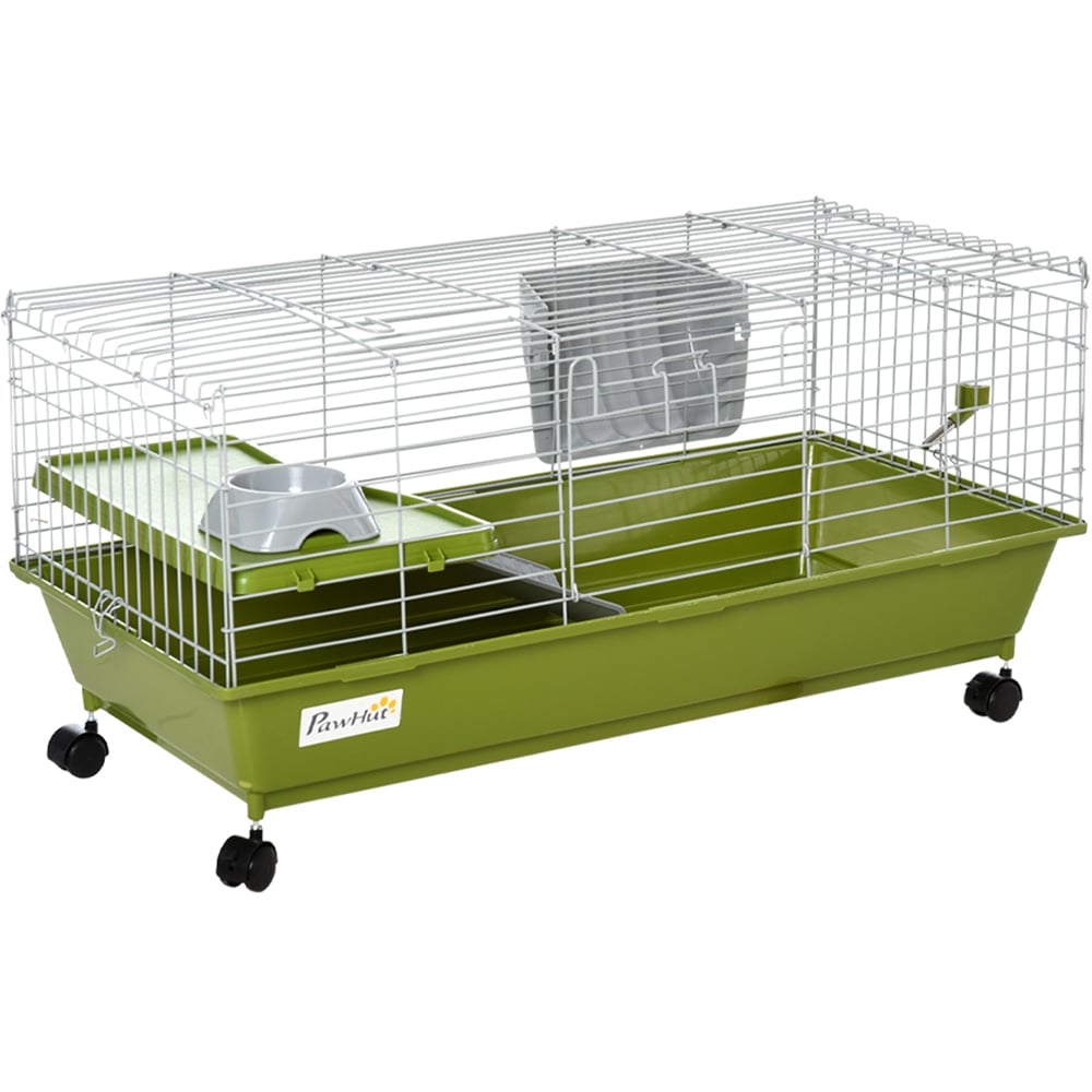 PawHut 89cm Green Small Animal Cage with Food Dish Image 1