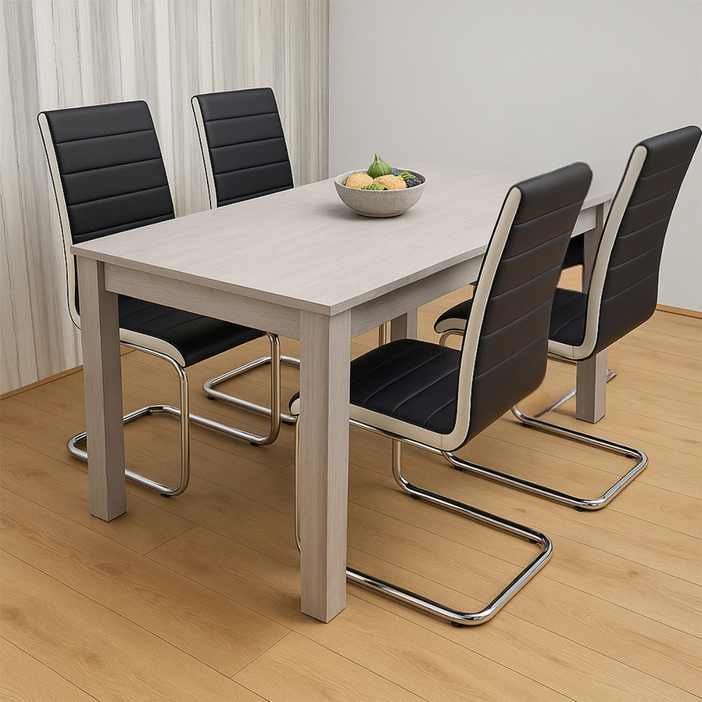 Portland Kosy Koala 4 Seater Modern Dining Set Grey and Black Image 5