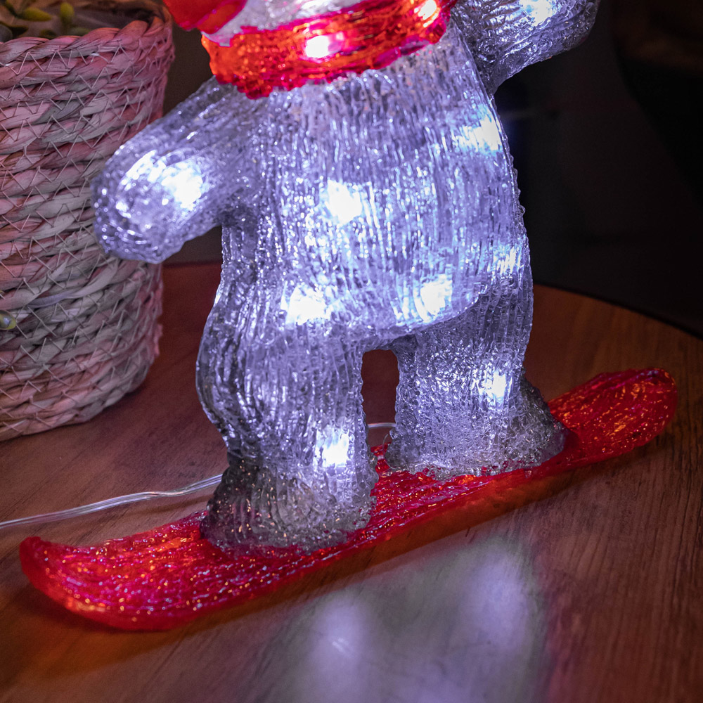 Samuel Alexander White LED Acrylic Penguin on Snowboard Christmas Decoration 25cm Image 3