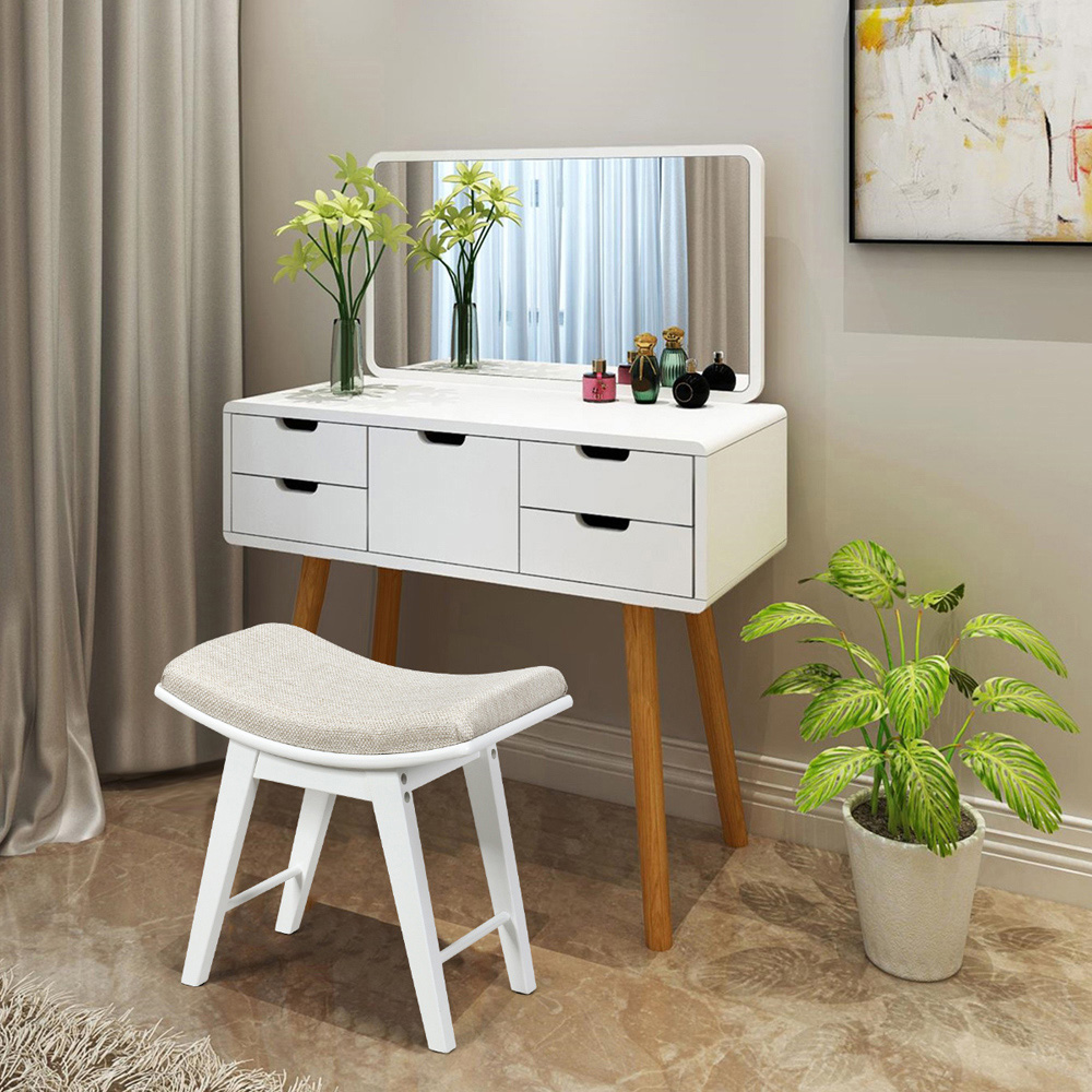 Costway White Dressing Table Stool Image 5