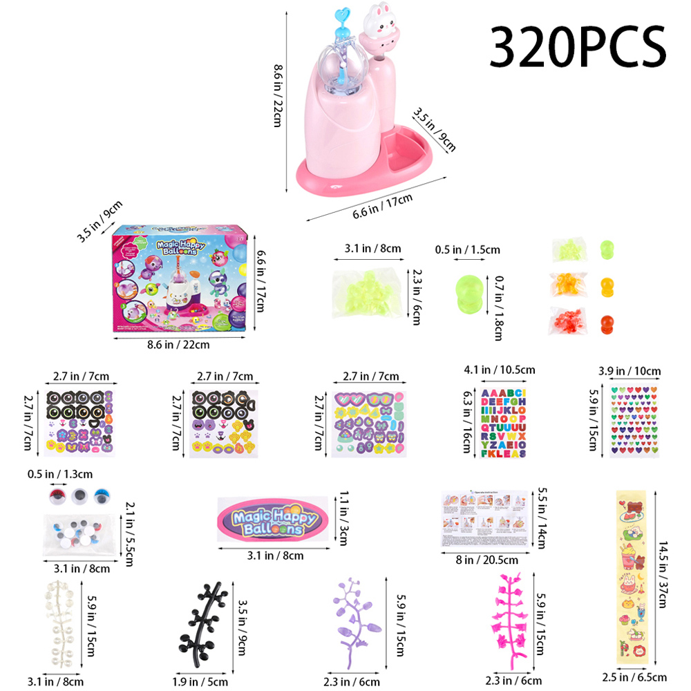 H&O Direct 320 Piece Kids Pink Bunny DIY Bubble Making Kit Image 6
