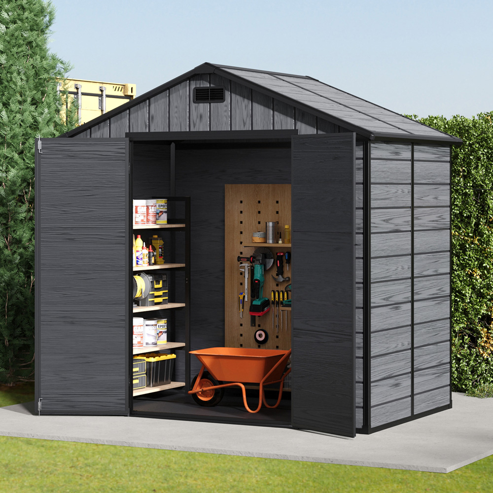 Living and Home 8 x 4ft Grey Garden Apex Roof Tool Shed Image 7