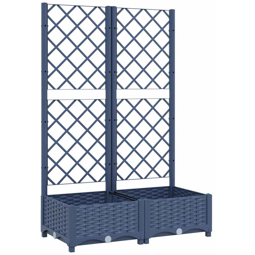 vidaXL Blue Plastic Garden Planter with Trellis 80 x 40 x 121.5cm Image 1