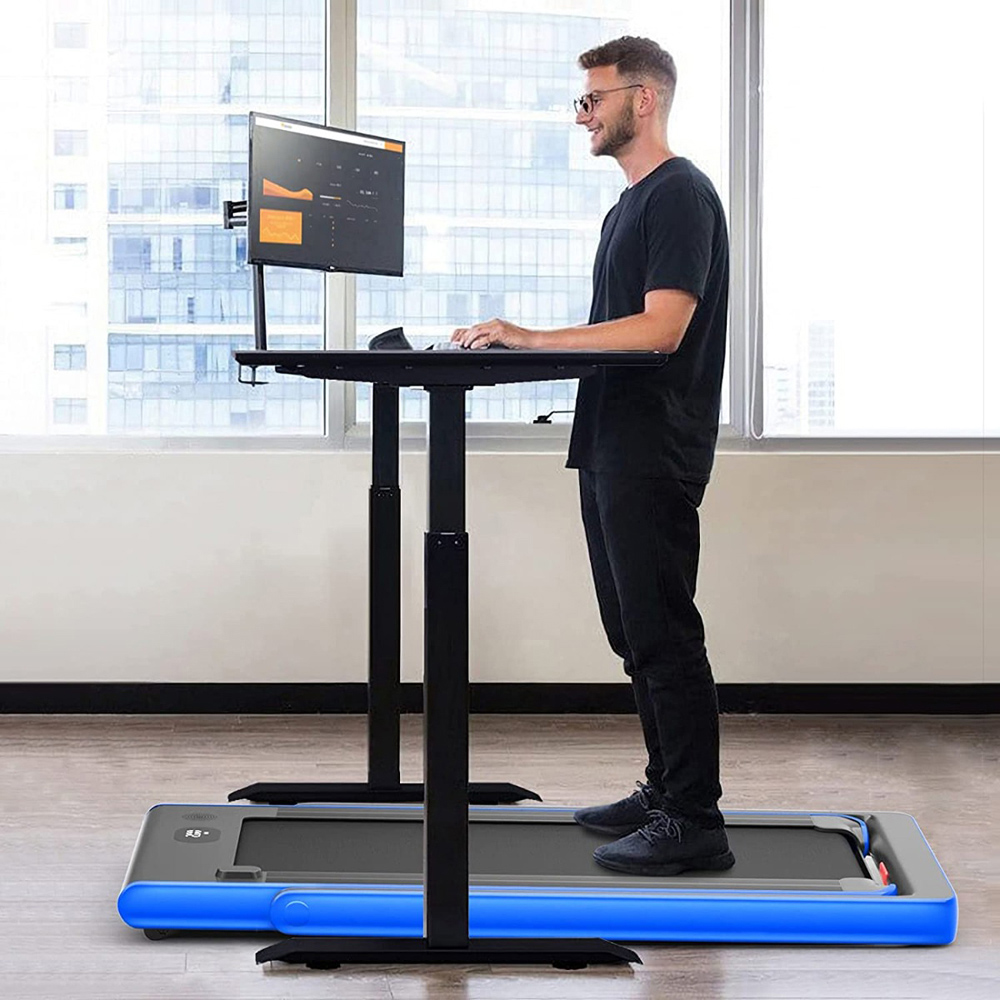 Costway 2 in 1 Blue Electric Folding Under Desk Treadmill with Bluetooth Image 2