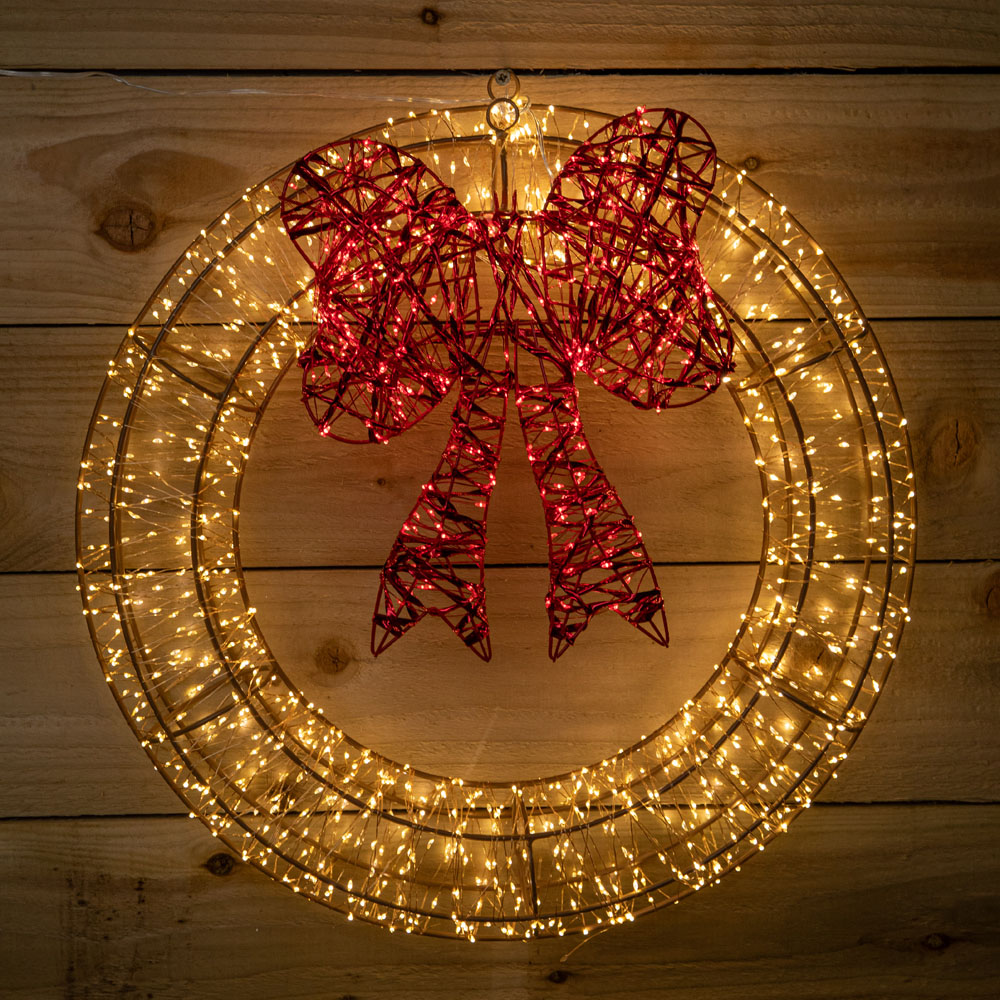 Samuel Alexander 1440 Warm White LED Light-Up Galaxy Christmas Wreath with Bow 50cm Image 6
