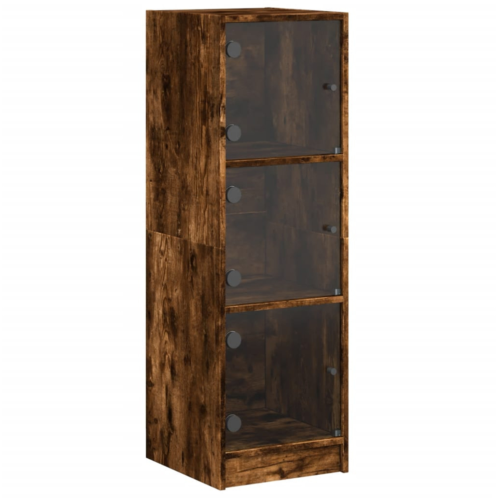 vidaXL 3 Glass Door Smoked Oak Highboard Image 2