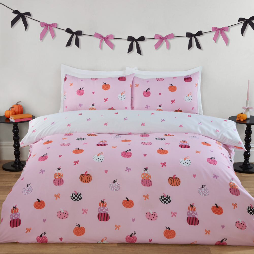 Bowtique Pumpkins Duvet Set Pink Single Image 2