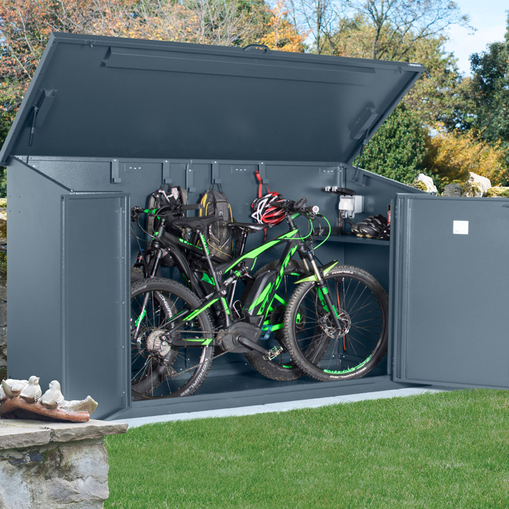 Asgard Access E Plus 8 x 4ft Double Door Grey Bike Storage Shed Image 2