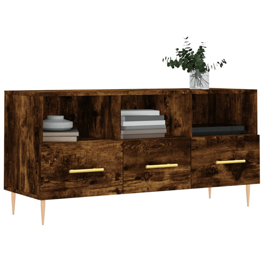 vidaXL 3 Drawer 3 Shelf Smoked Oak TV Cabinet Image 3