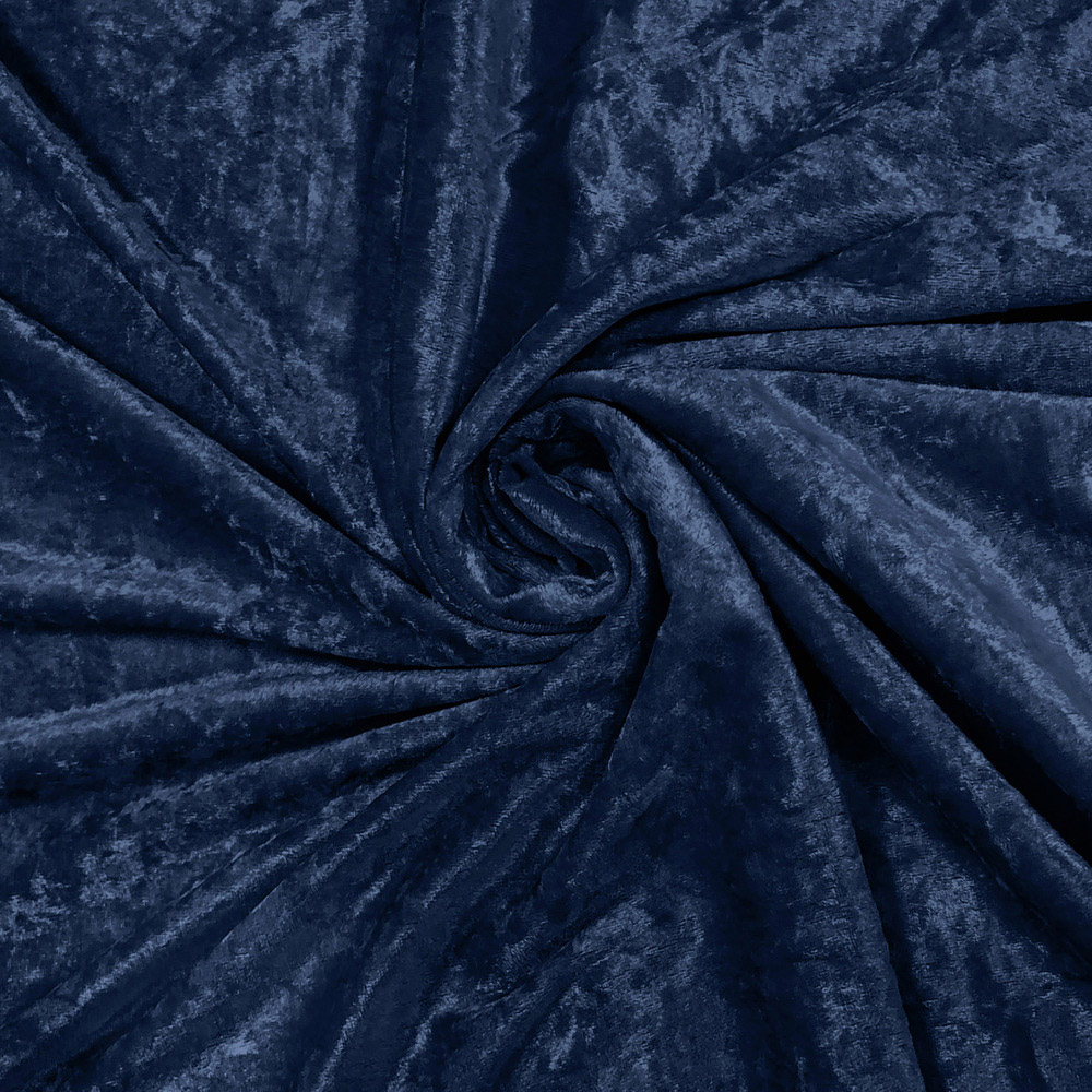 Intimates Navy Blue Plain Crushed Velvet Curtains 229X229cm Image 3