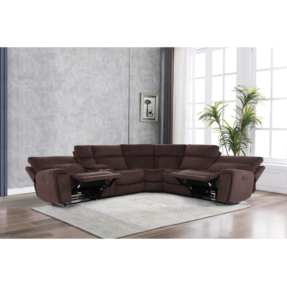 Cancun 5 Seater Brown Corner Sofa Image 12