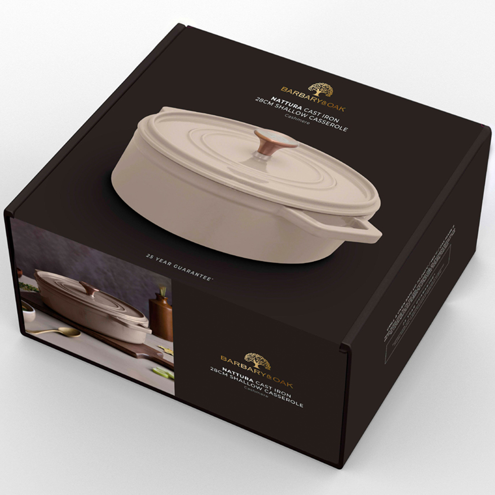 Barbary & Oak Nattura 28cm Cashmere Cast Iron Shallow Casserole Dish with Lid Image 6