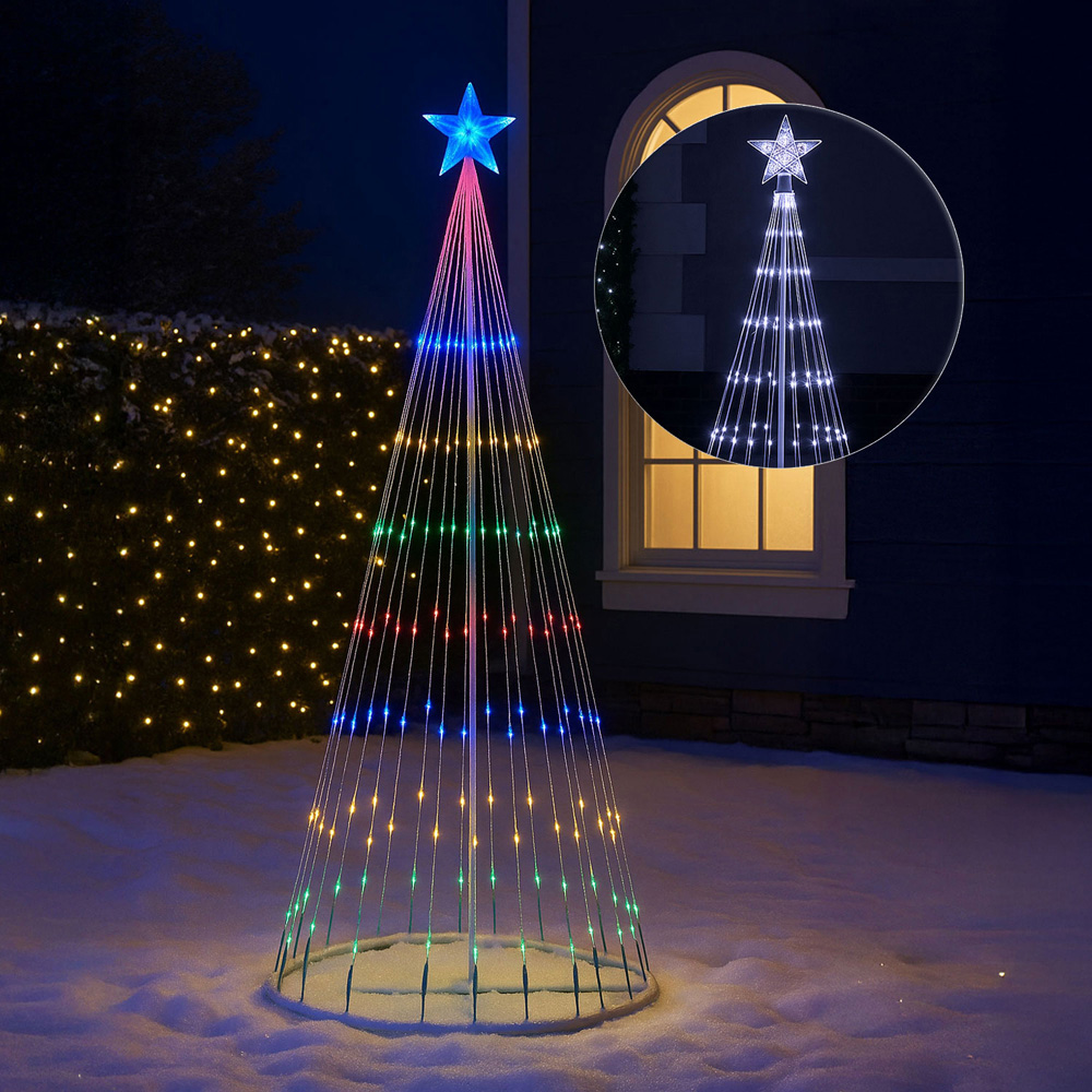 Neo Multicolour Waterfall LED Outdoor Christmas Tree with Remote 6ft Image 5