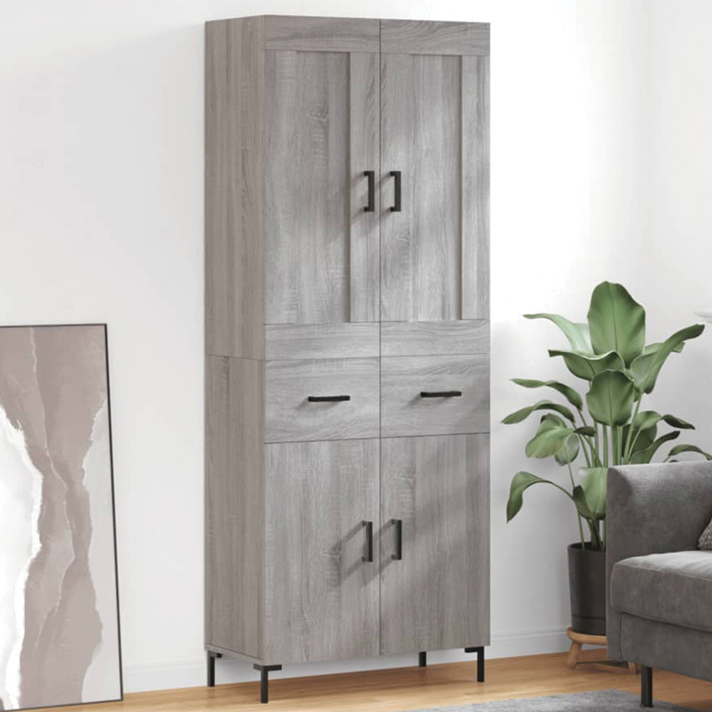 vidaXL 4 Door 2 Drawer Grey Sonoma Highboard Image 1