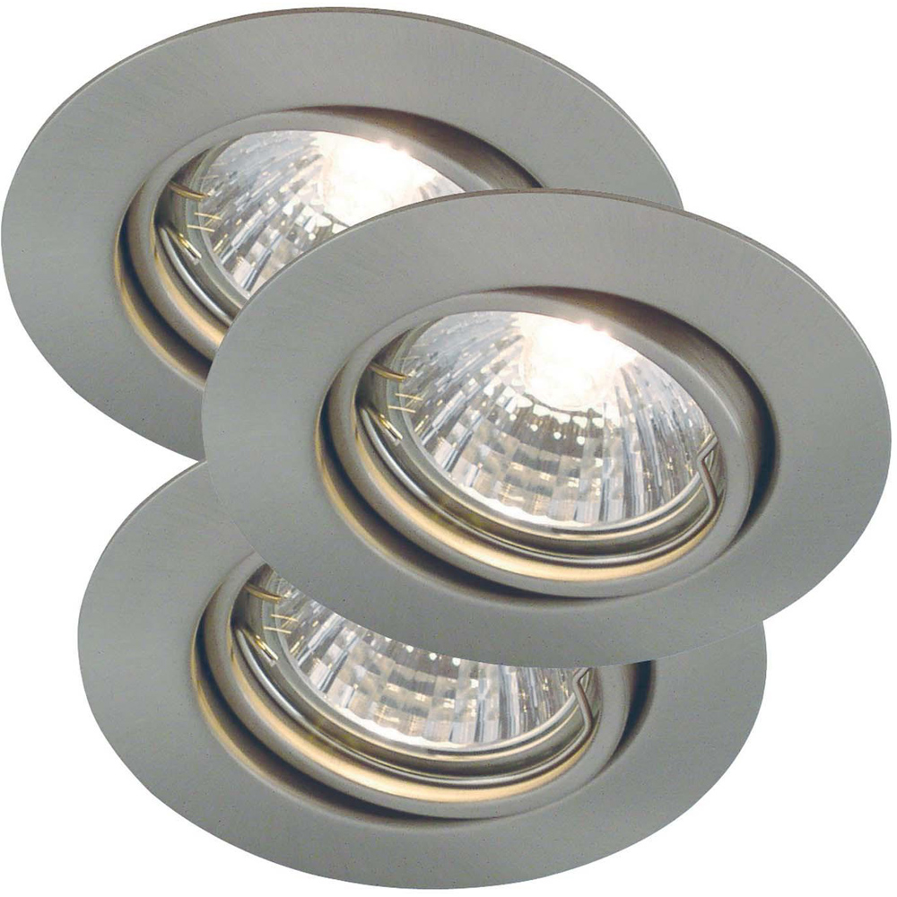 Nordlux Triton Brushed Steel Built-In Spotlight 3 Pack Image 1