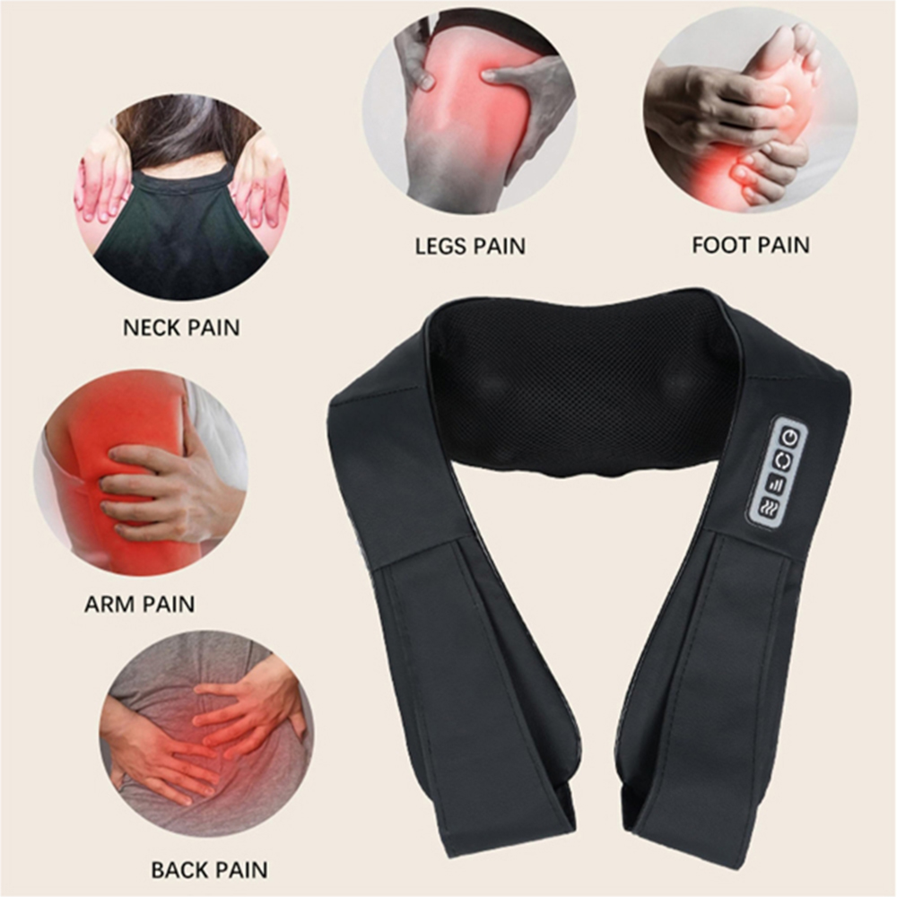 Alivio Shiatsu Black Heated Back and Neck Massager with Heat Deep Tissue Image 5