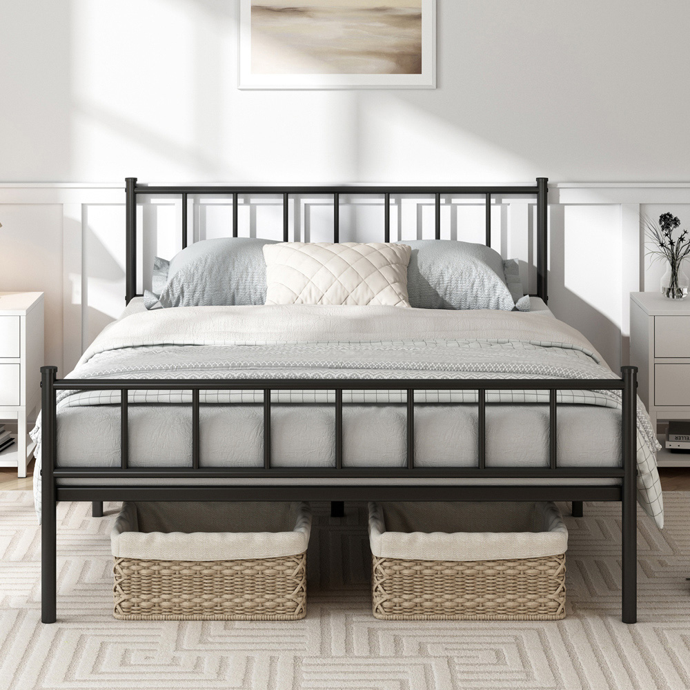 Brooklyn Finn King Size Black Metal Bed Frame with Headboard and Footboard Image 4