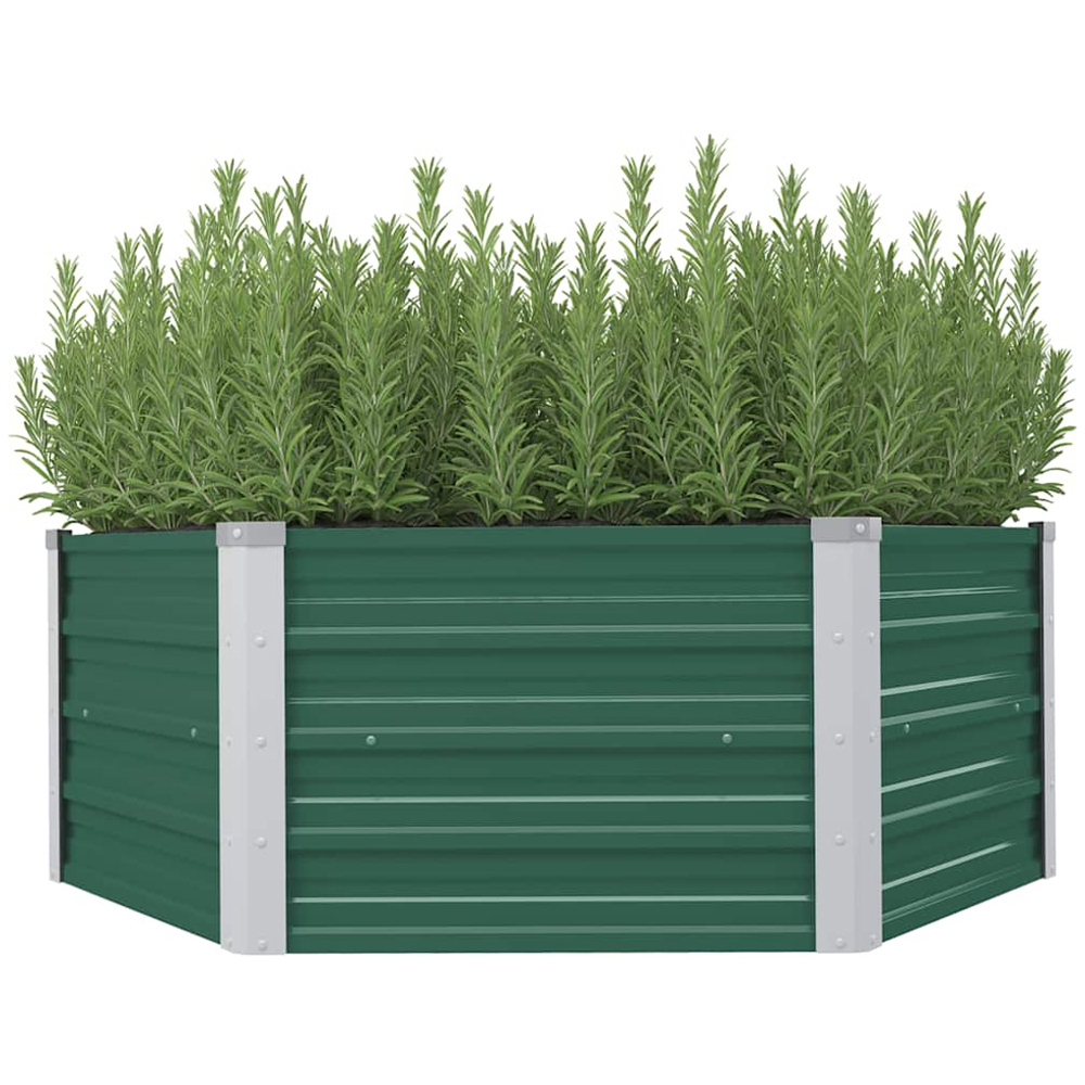 vidaXL Green Galvanised Steel Raised Garden Bed 129 x 129 x 45cm Image 2