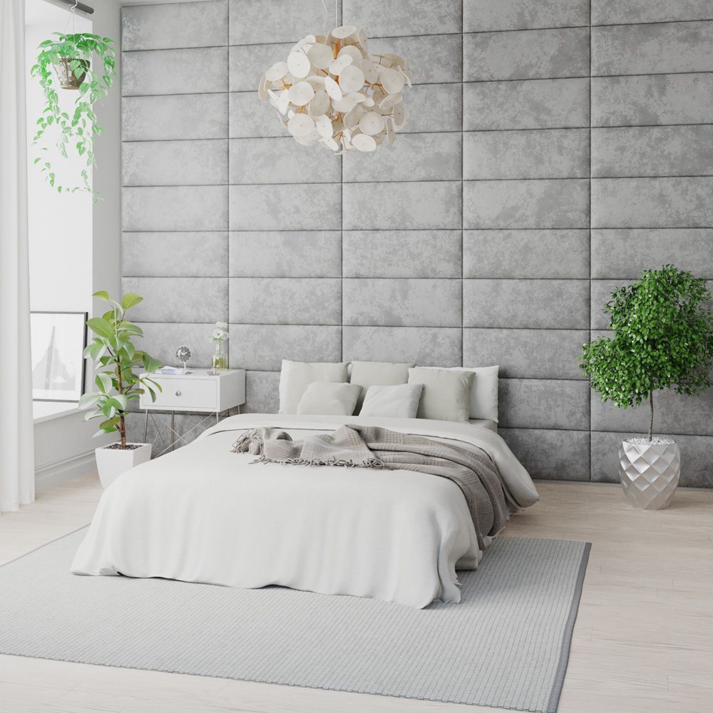 Aspire EasyMount Silver Mirazzi Velvet Upholstered Wall Mounted Headboard Panels 4 Pack Image 2