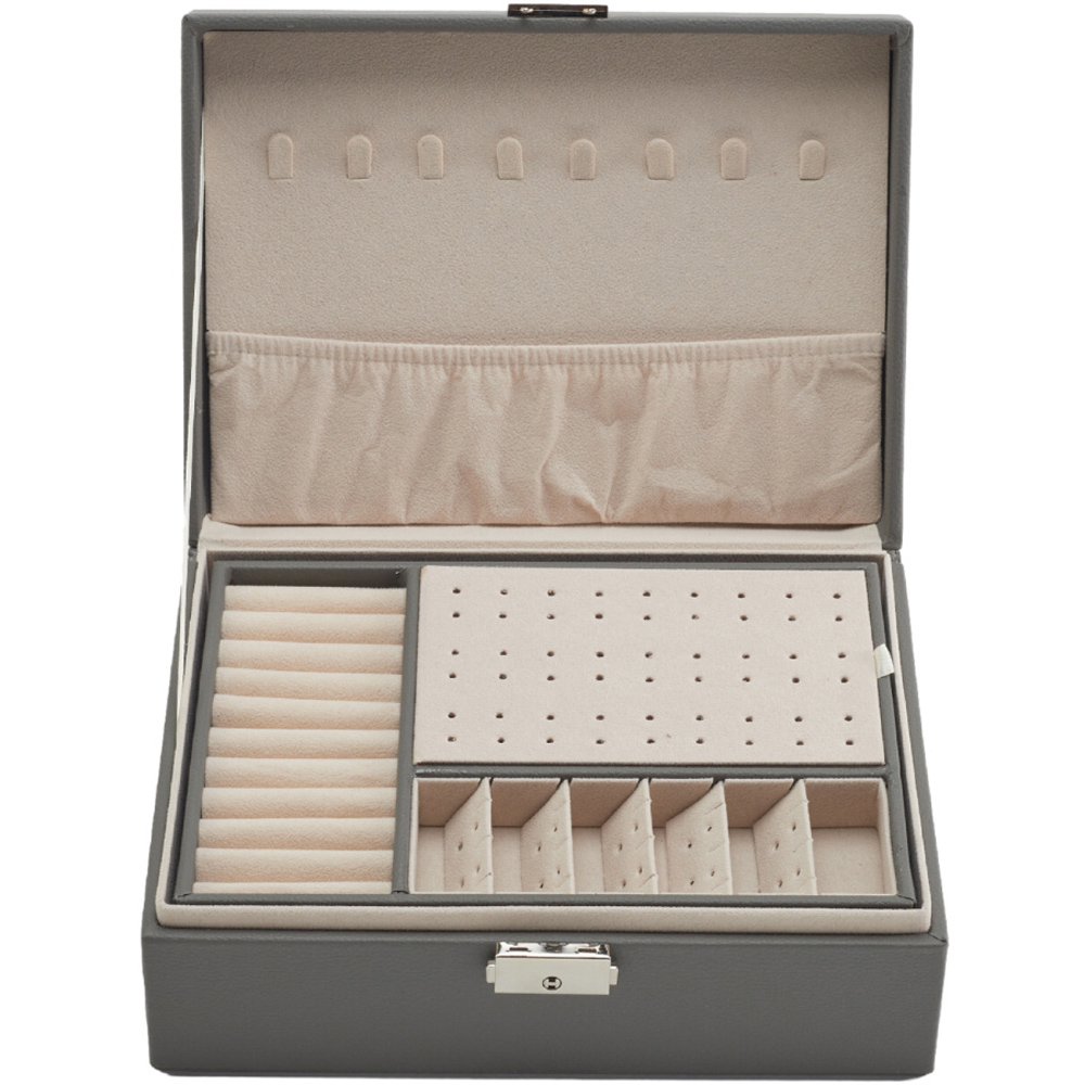 H&O Direct 2 Tier Grey Lockable Jewellery Organiser Image 3