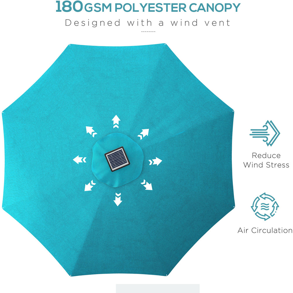 Outsunny Blue Solar LED Umbrella Parasol 3m Image 5