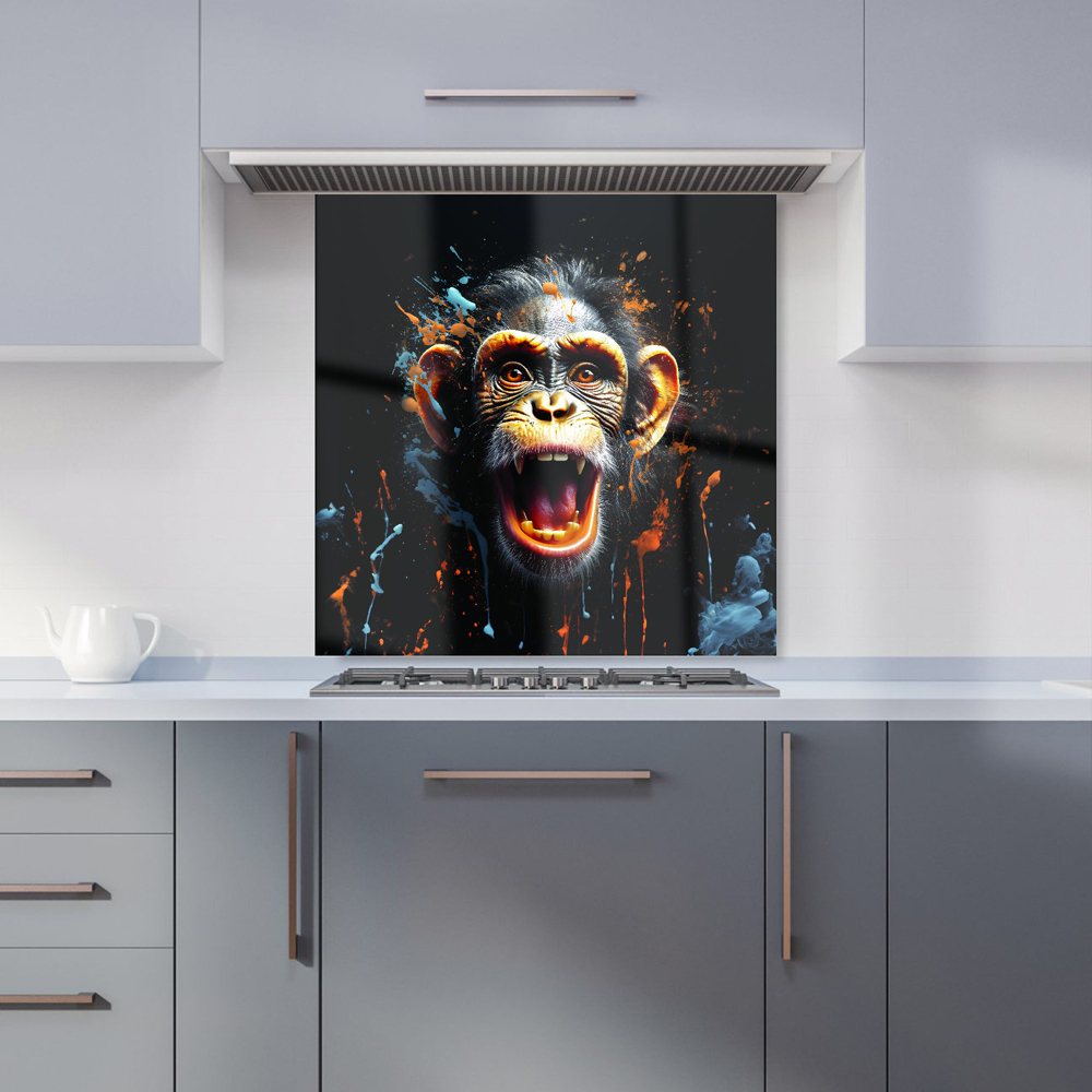 Warren Reed Designer Splashart Monkey Face Glass Kitchen Splashback 60 x 60cm Image 1