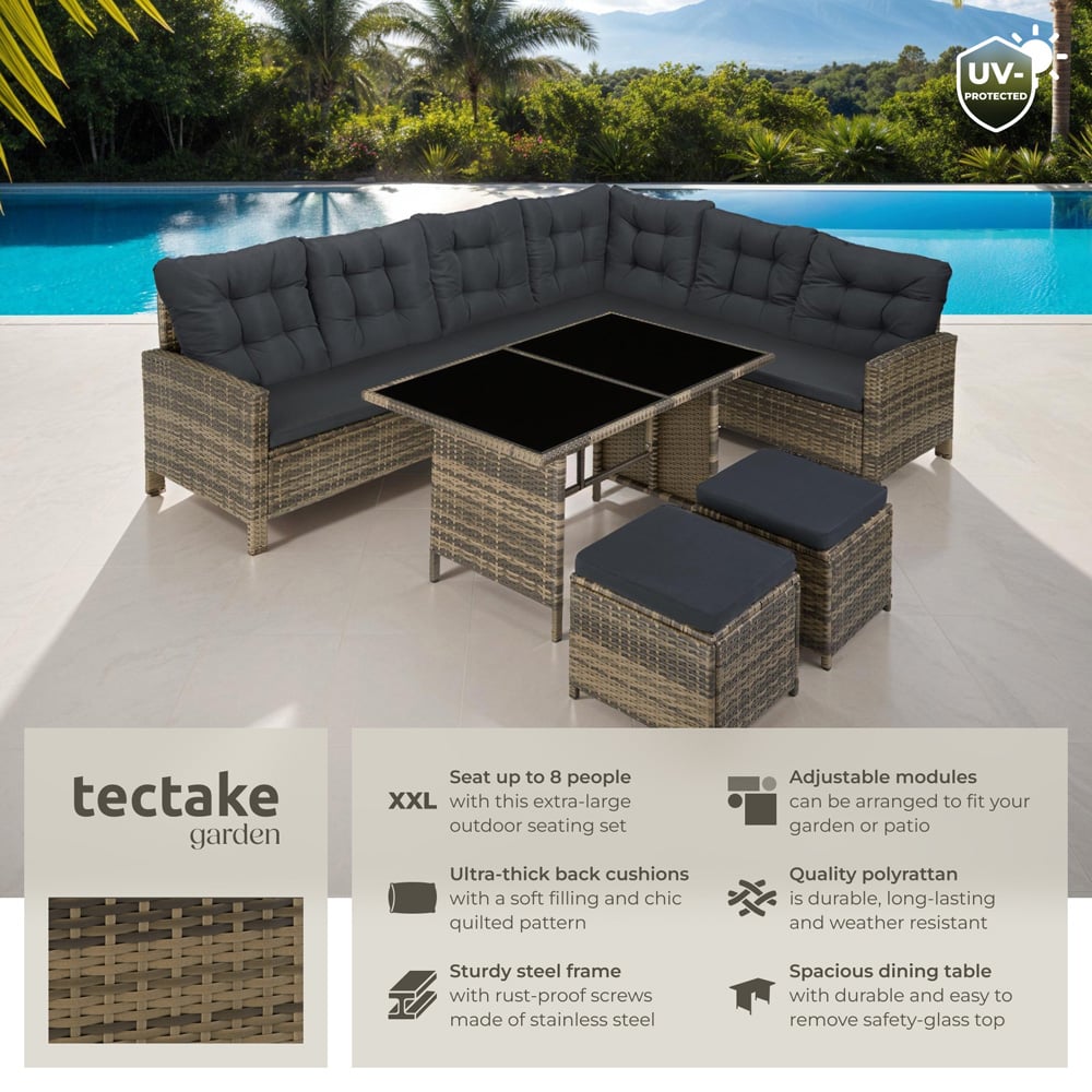 tectake Barletta 8 Seater Nature Rattan Garden Sofa Set Image 6