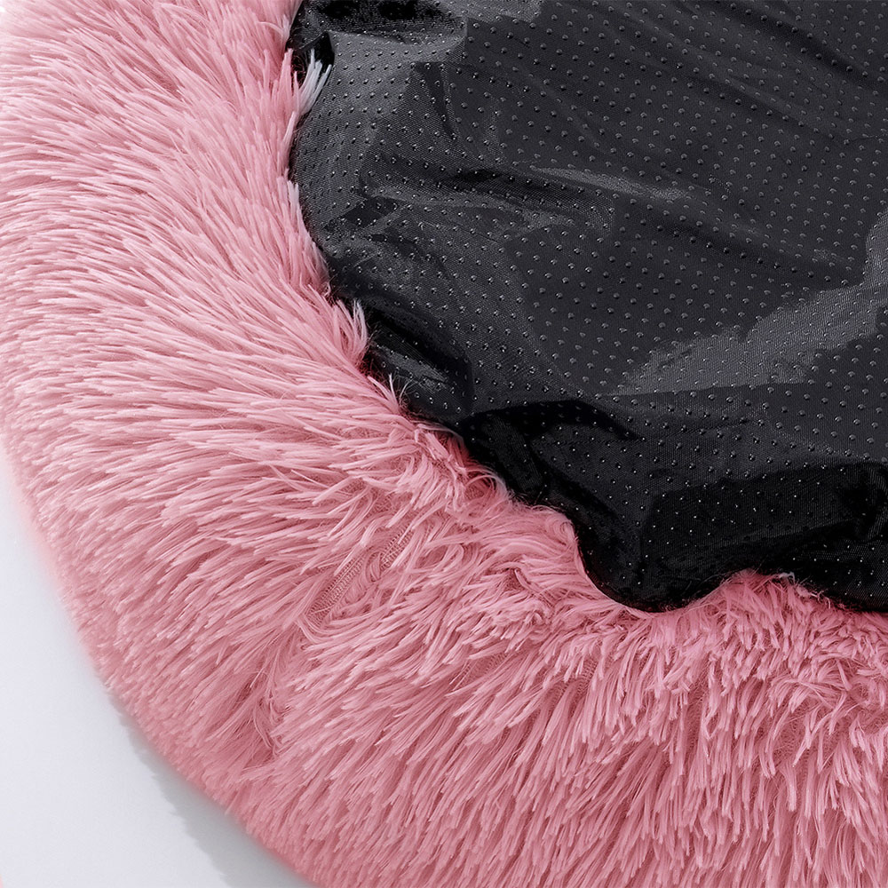 H&O Direct Pink Plush Donut Shaped Pet Bed Image 3