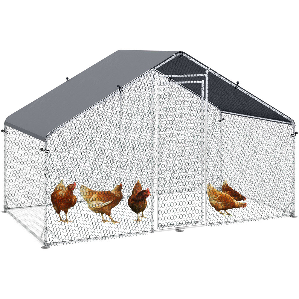 PawHut Walk In Large Galvanised Chicken Run Image 7