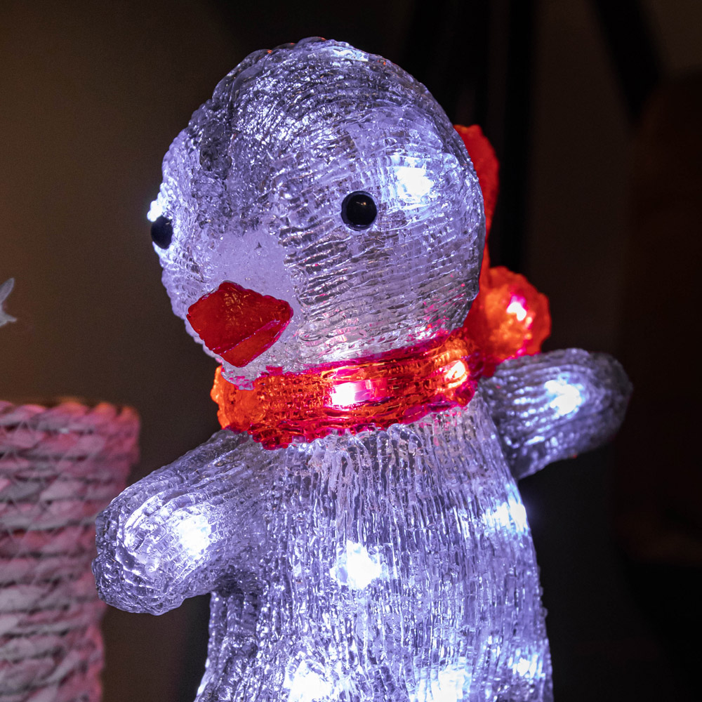 Samuel Alexander White LED Acrylic Penguin on Snowboard Christmas Decoration 25cm Image 2