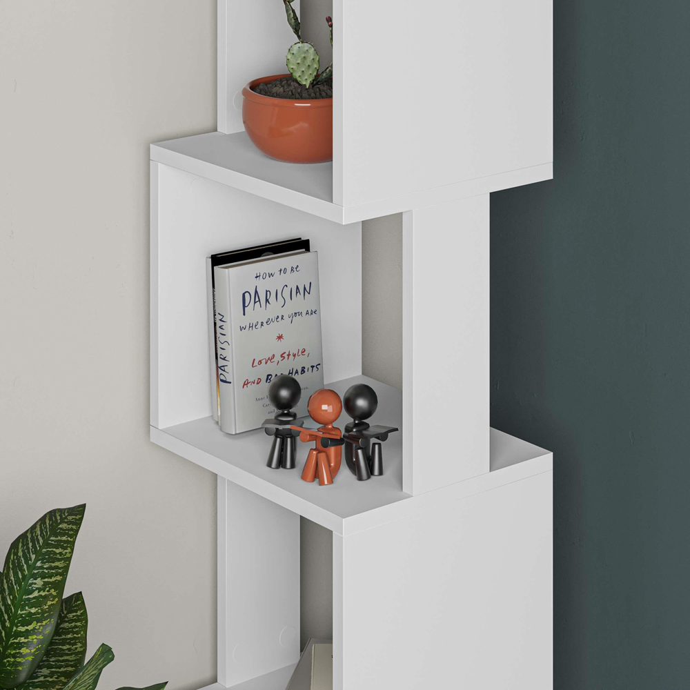 Decortie Piri 5 Shelf White Modern Bookcase Image 3