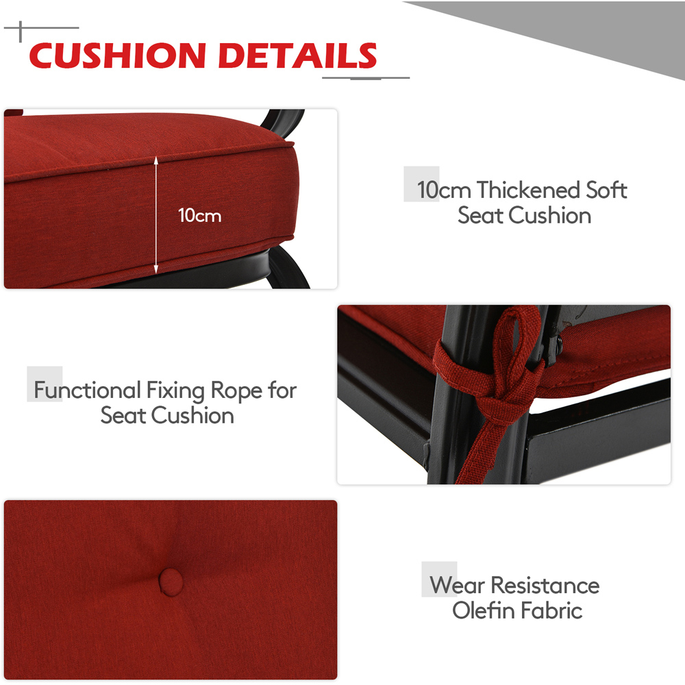 Costway 2 Seater Garden Bistro Set Red Image 8