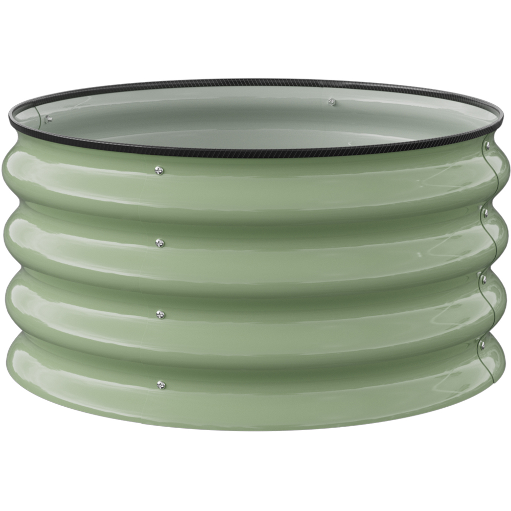 Living and Home Green Round Metal Raised Garden Bed with Open Bottom 60 x 30cm 2 Pack Image 1