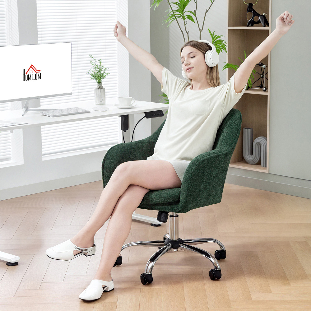 Portland Green Snow Flannel Height Adjustable Swivel Tub Chair Image 2
